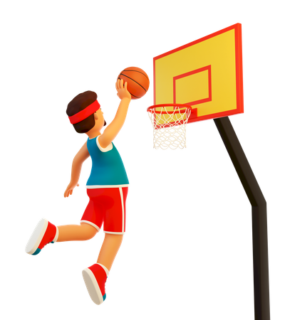 Le joueur lance le ballon dans le panier de basket  3D Icon