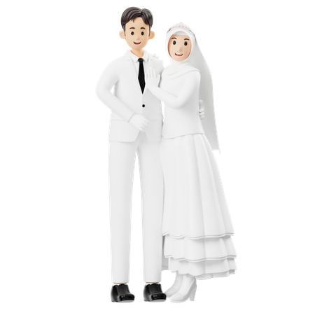 Le marié et la mariée se font un câlin par l'épaule  3D Icon