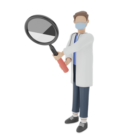 Le médecin détecte le virus avec une loupe  3D Icon