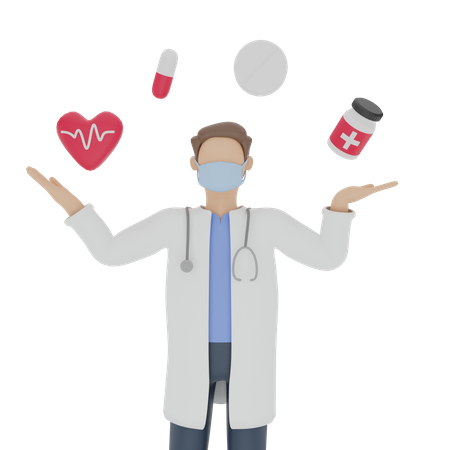 Le médecin montre les options de médicaments  3D Icon