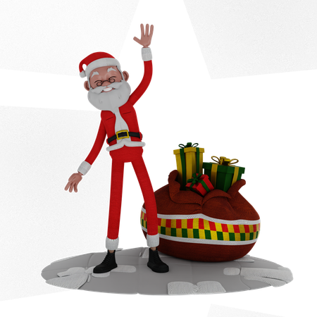 Le père Noël agite la main  3D Illustration