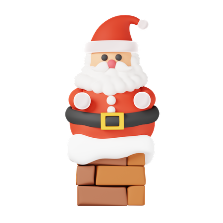 Le père Noël coincé dans la cheminée  3D Icon