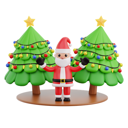 Le père Noël et le sapin de Noël  3D Icon