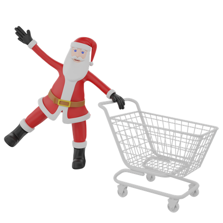 Le père Noël fait ses courses  3D Illustration