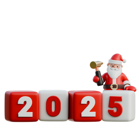 Le Père Noël martèle le 5 pour 2025  3D Illustration