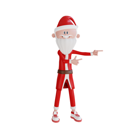 Père Noël pointant quelque chose  3D Illustration