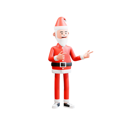 Clause du Père Noël pointant quelque chose avec un pistolet  3D Illustration