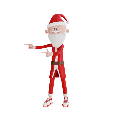 Père Noël pointant vers la bonne pose  3D Illustration