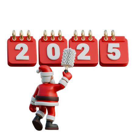Le Père Noël se dépoussière avec un plumeau  3D Icon