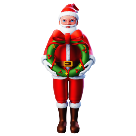 Père noël, tenue, couronne  3D Illustration