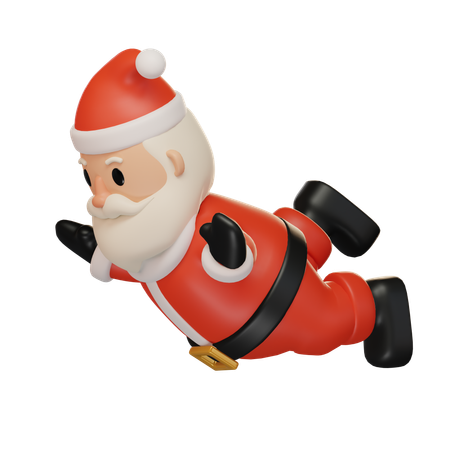 Père Noël tombant  3D Illustration