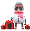 Le personnage de bonhomme de neige a des cadeaux