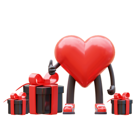 Le personnage du cœur a des cadeaux  3D Icon