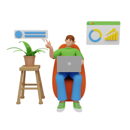 Leader effectuant une analyse en ligne  3D Icon