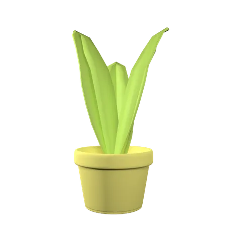Leaf In Pot With Editable Color And Transparent Background 3D Icon
