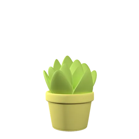 Leaf In Pot With Editable Color And Transparent Background 3D Icon