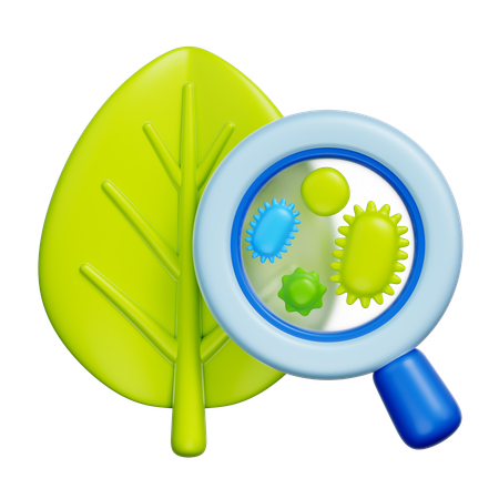 Leaf With Magnifying Glass  3D Icon