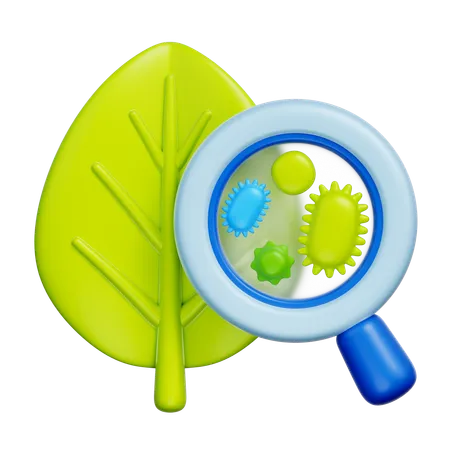 Leaf With Magnifying Glass  3D Icon