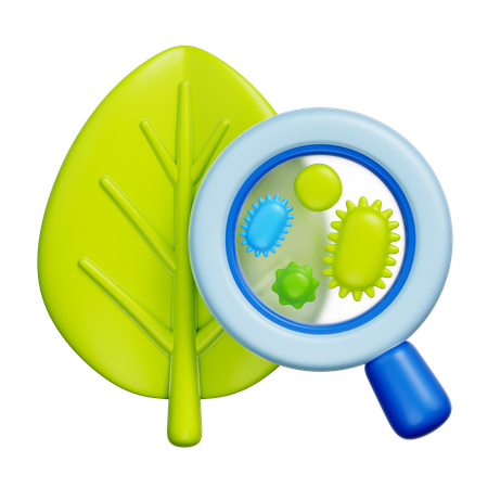 Leaf With Magnifying Glass  3D Icon