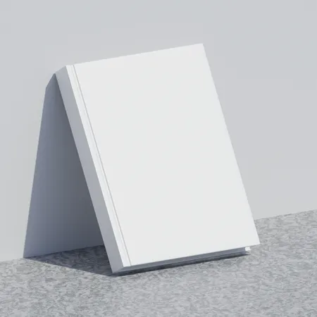 石の縁に立てかけられた 1 冊の本のこの 3 D イラストは、本の表紙や背表紙のデザインをユニークな角度で紹介します。 3D Illustration