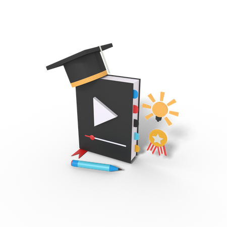 Learning book video  3D Icon