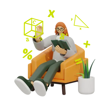 Learning Math  3D Illustration