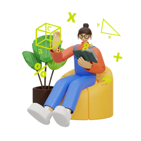 Learning mathematics  3D Illustration