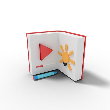 Learning video book 3D Illustration
