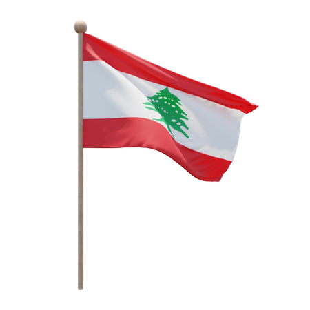 Lebanon Flag Pole  3D Flag