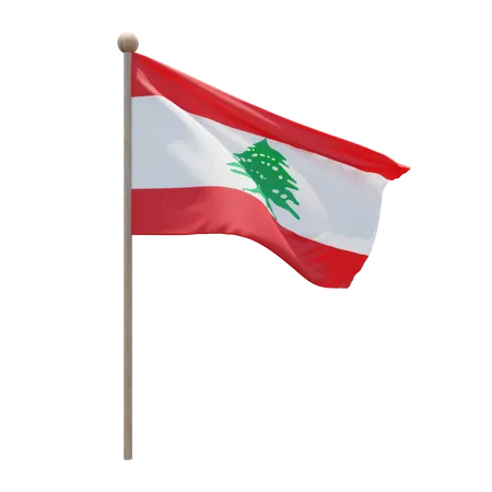 Lebanon Flag Pole  3D Illustration