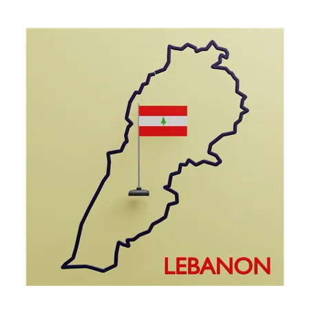 Lebanon map  3D Icon