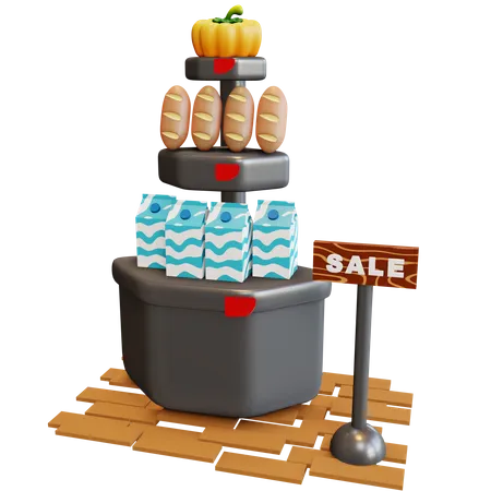 Lebensmittelverkauf  3D Illustration