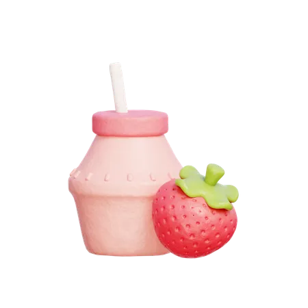 Leche de fresa coreana  3D Icon