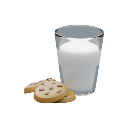 Leche y galletas  3D Illustration