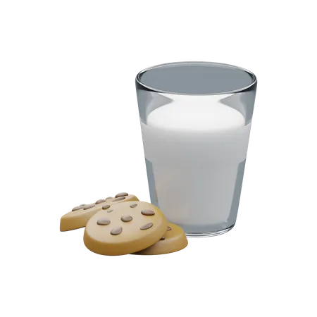 Leche y galletas  3D Illustration