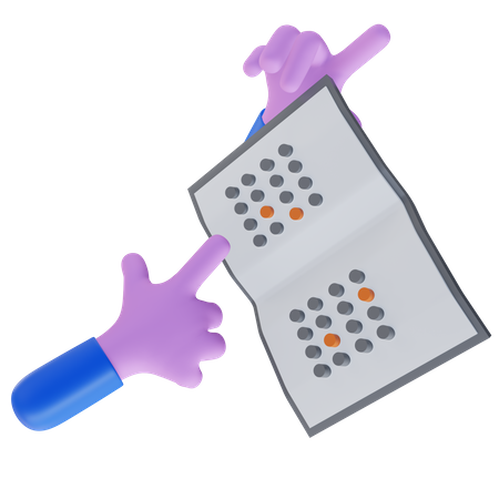 Lecture d'un livre en braille  3D Icon