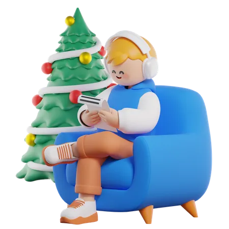 Lire la lettre de Noël  3D Illustration