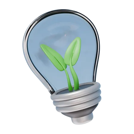 Led Light Bulb With Plant  3D Icon