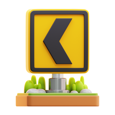 Left chevron traffic sign  3D Icon