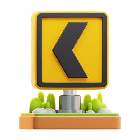 Left chevron traffic sign  3D Icon