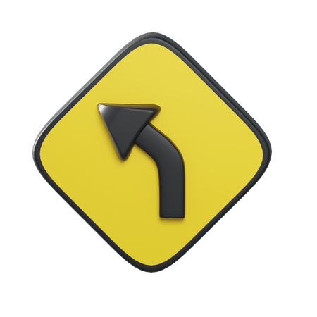 Left Curve Ahead  3D Illustration