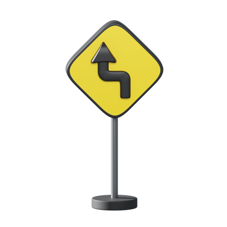 Left Curve Ahead  3D Illustration