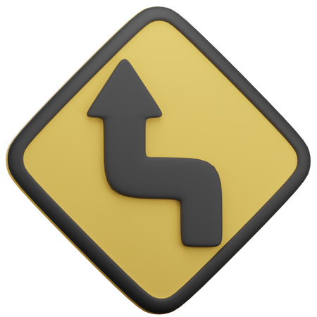 Left Curve Ahead  3D Icon