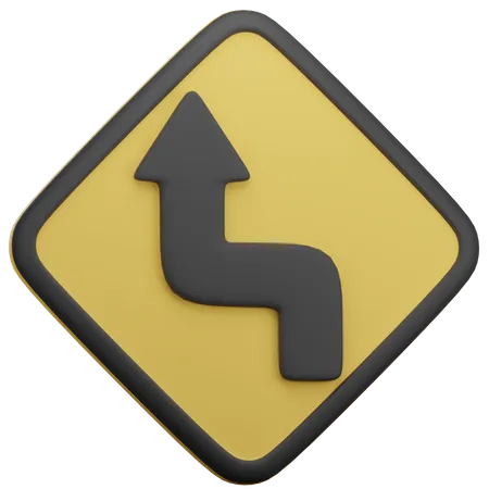 Left Curve Ahead  3D Icon