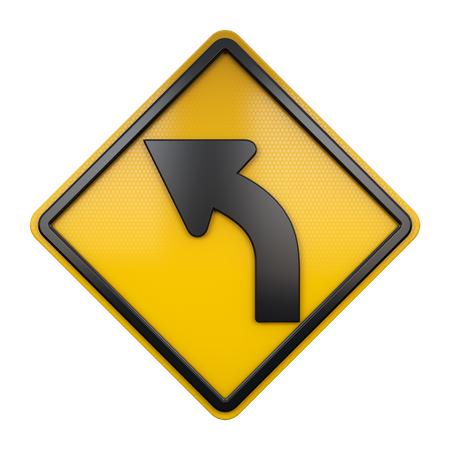 Left Curve Sign  3D Icon