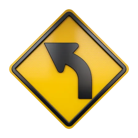 Left Curve Sign  3D Icon