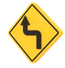 Left Double Bend Sign