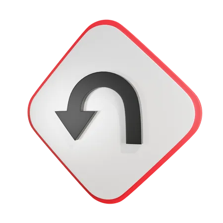 Left Hairpin Curve  3D Icon