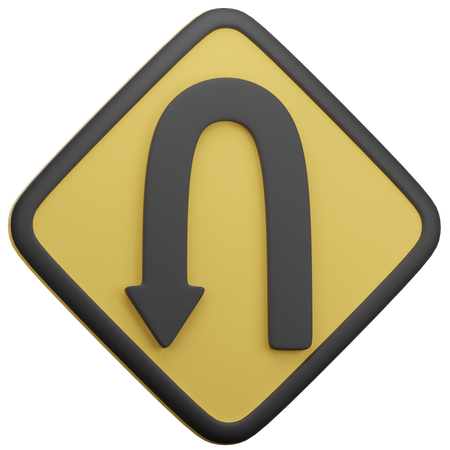 Left Hairpin Curve  3D Icon