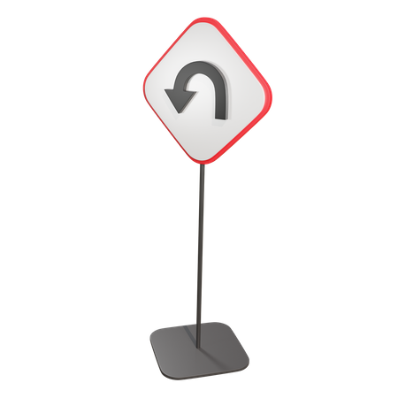 Left Hairpin Curve  3D Icon